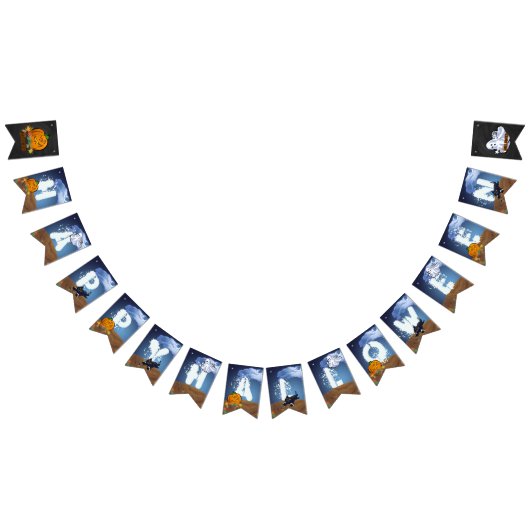 Spookdieren Happy Halloween Sign Vlaggetjes (Alle)