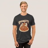Spooketti Grappige Halloween Spaghetti Eten Pun Tri-Blend Shirt (Voorkant volledig)