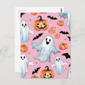 Spookfeest in het roze briefkaart (Voorkant / Achterkant)
