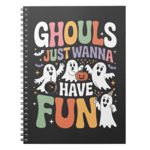 Spookgeesten Willen Gewoon Pret Hebben Retro Hallo Notitieboek