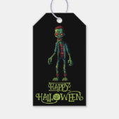 Spookgroene Zombie | Zwarte Kinderen Halloween Fee Cadeaulabel (Voorkant)
