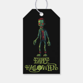 Spookgroene Zombie | Zwarte Kinderen Halloween Fee Cadeaulabel