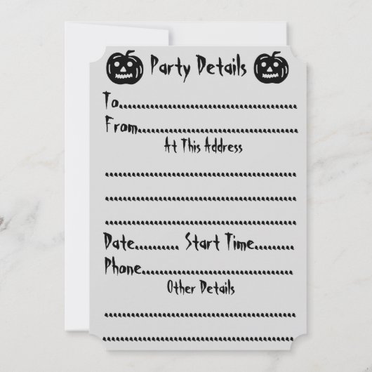 spookheks op broomstick halloween party kaart (Achterkant)