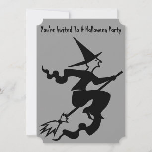 spookheks op broomstick halloween party kaart