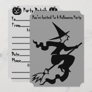 spookheks op broomstick halloween party kaart