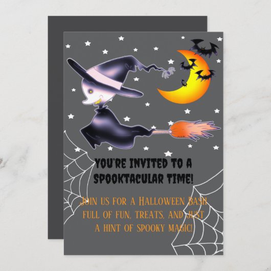 Spookheks vliegt Halloween Night Kaart (Voorkant / Achterkant)