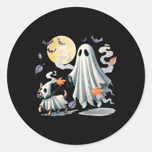 spookhond ronde sticker (Voorkant)