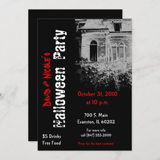 spookhouse halloween uitnodiging (Voorkant / Achterkant)