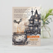 Spookhuis | Boosaardige Ketel Gedicht Uitnodiging (Staand voorkant)