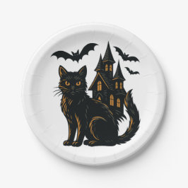 Spookhuis en kat Papier Bord