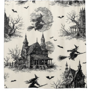 spookhuis en toile patroon (2) douchegordijn