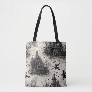  spookhuis en toile-patroon voor heksen tote bag
