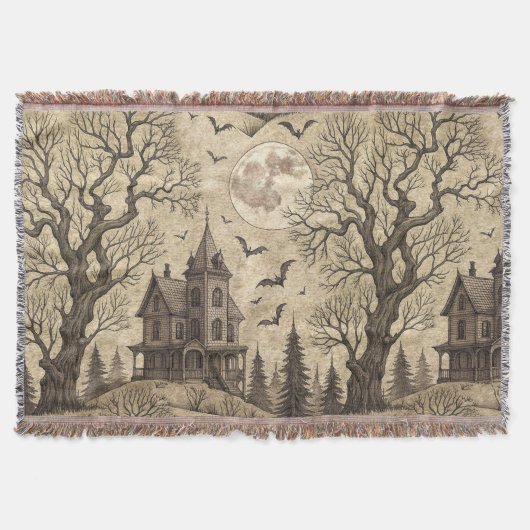  spookhuis en volle maan deken (Voorkant)