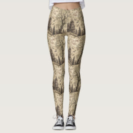  spookhuis en volle maan leggings