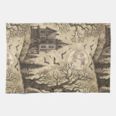  spookhuis en volle maan theedoek (Horizontaal)