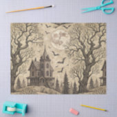  spookhuis en volle maan tissuepapier (Craft)