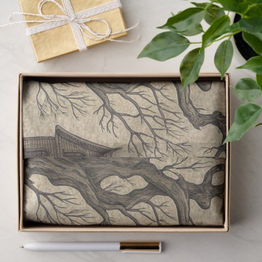 spookhuis en volle maan tissuepapier (Geschenk)