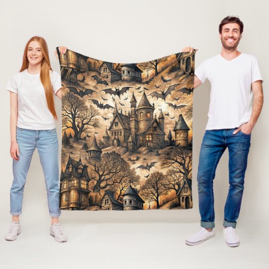  spookhuis fleece deken (In situ)