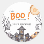 Spookhuis Halloween Baby shower Herfst Thema Ronde Sticker (Voorkant)