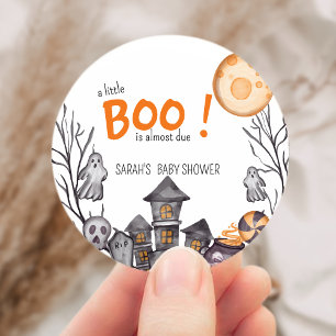 Spookhuis Halloween Baby shower Herfst Thema Ronde Sticker