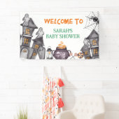 Spookhuis Halloween Baby shower Herfst Thema Spandoek (Insitu)
