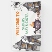 Spookhuis Halloween Baby shower Herfst Thema Spandoek (Verticaal)