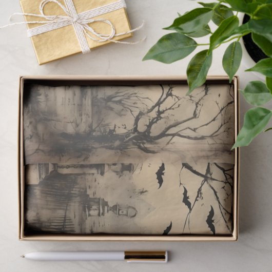  spookhuis Halloween Decoupage Tissuepapier (Geschenk)