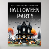 Spookhuis Halloween Feestbord Poster (Voorkant)