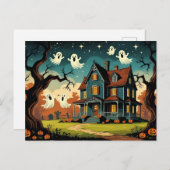  spookhuis Halloween Feestdagenkaart (Voorkant / Achterkant)