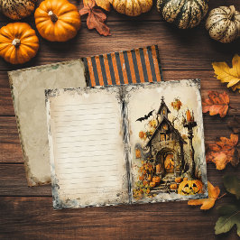  spookhuis Halloween Junk Journal Page