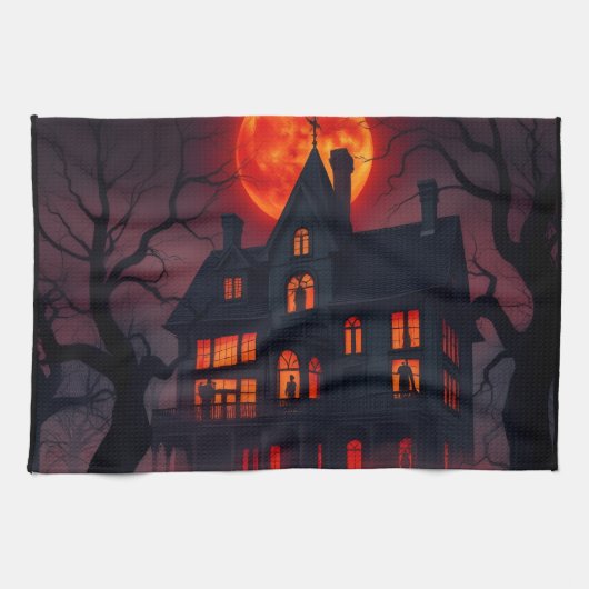 Spookhuis Halloween Keukendoek Theedoek (Horizontaal)