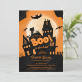 Spookhuis Halloween klein boe baby shower Kaart (Staand voorkant)