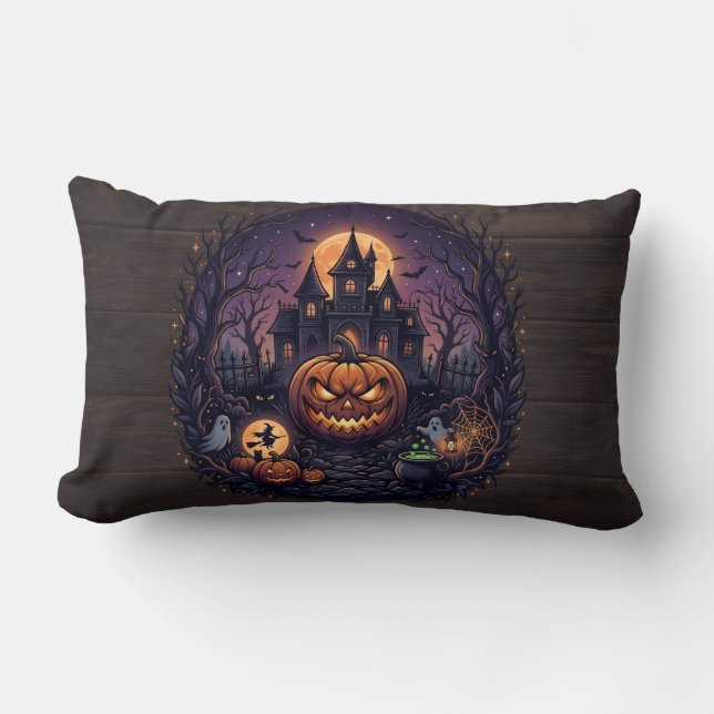 Spookhuis Halloween Kussen (Voorkant)