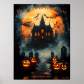 Spookhuis Halloween met Jack-O'-Lanterns Poster (Voorkant)