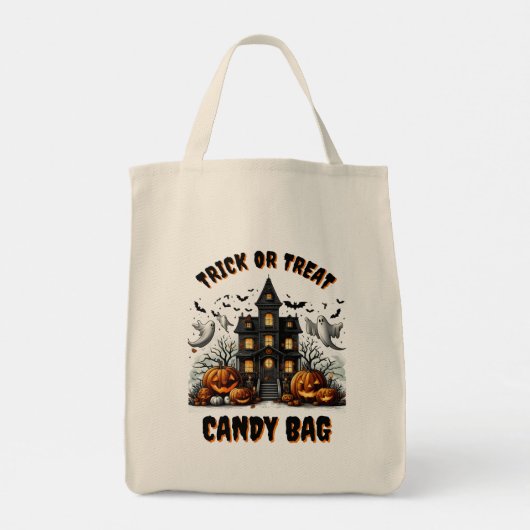 Spookhuis Halloween met pompoenen Tote Bag (Achterkant)