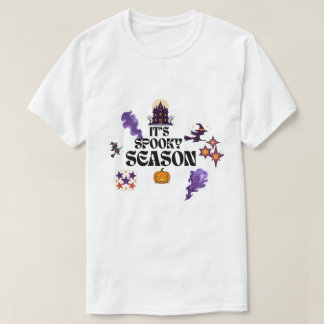 Spookhuis Halloween-ontwerp met paarse tint T-shirt
