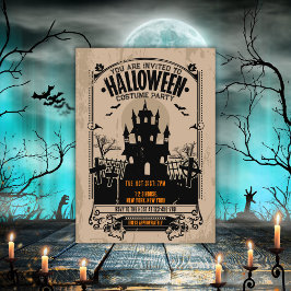  spookhuis Halloween Party Kaart