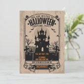  spookhuis Halloween Party Kaart (Staand voorkant)