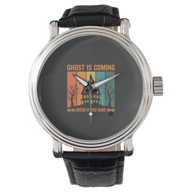 Spookhuis Halloween Vectorontwerp Horloge (Voorkant)