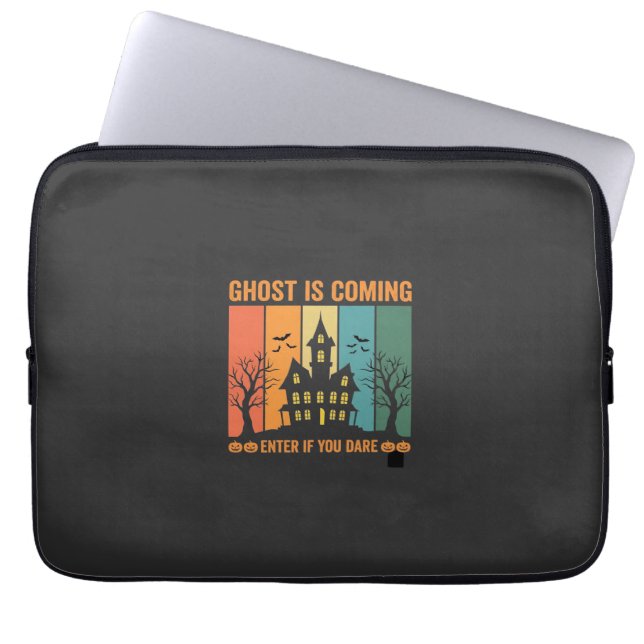 Spookhuis Halloween Vectorontwerp Laptop Sleeve (Voorkant)