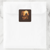 Spookhuis Halloween Vierkante Sticker (Tas)