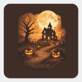 Spookhuis Halloween Vierkante Sticker