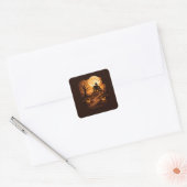Spookhuis Halloween Vierkante Sticker (Envelop)