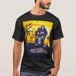 spookhuis halloween Waterverf griezelig spooky T-shirt