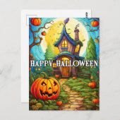 spookhuis | Happy Halloween Briefkaart (Voorkant / Achterkant)