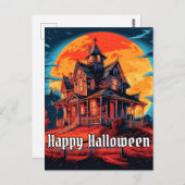 spookhuis | Happy Halloween Briefkaart (Voorkant / Achterkant)