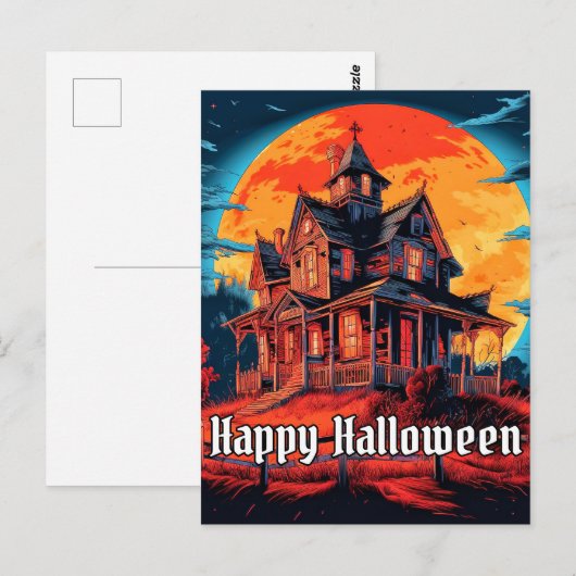 spookhuis | Happy Halloween Briefkaart (Voorkant / Achterkant)