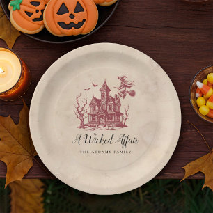 spookhuis heks Halloween Party Papieren Bordje