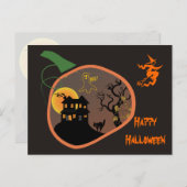 Spookhuis in een pompoen Halloween briefkaart (Voorkant / Achterkant)