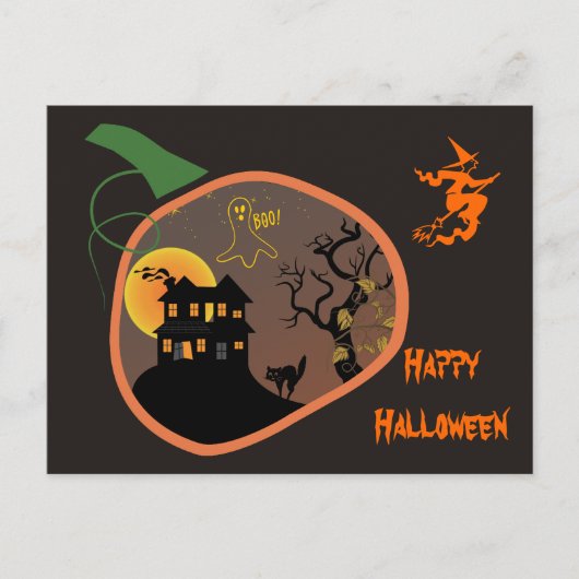 Spookhuis in een pompoen Halloween briefkaart (Voorkant)